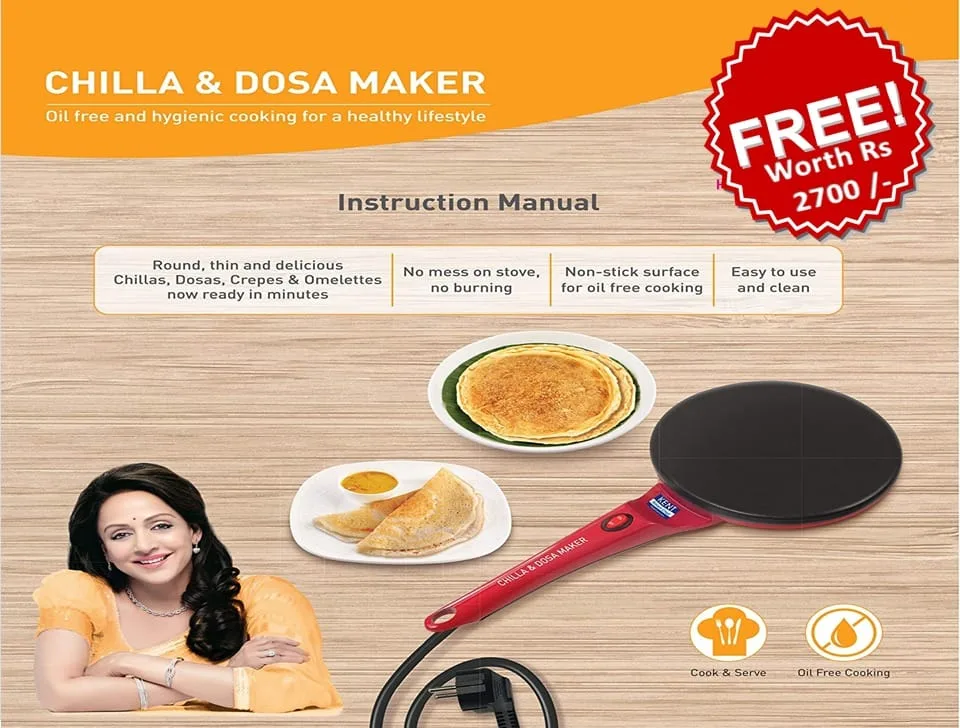 KENT Chilla and Dosa Maker 900-Watt